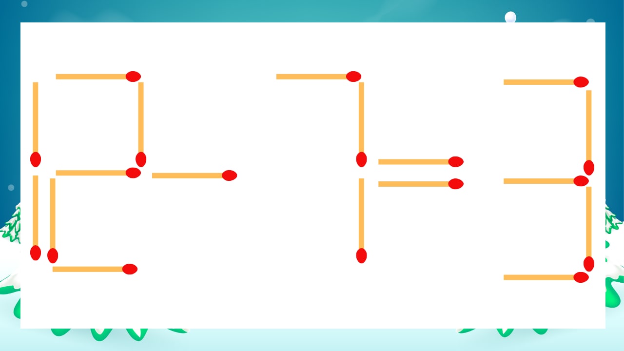 【マッチ棒クイズ】1本だけ動かして正しい式に：12-7=3？の画像