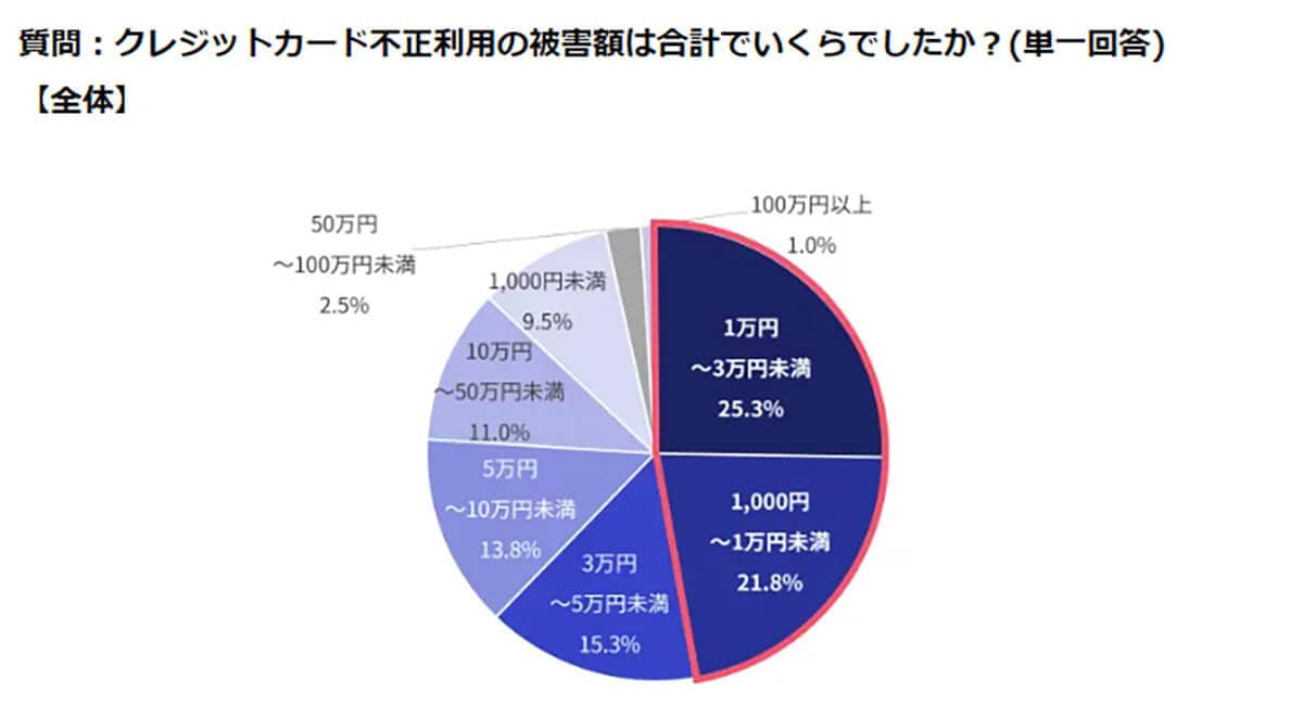 クレジットカード不正利用の被害額は合計でいくらでしたか？