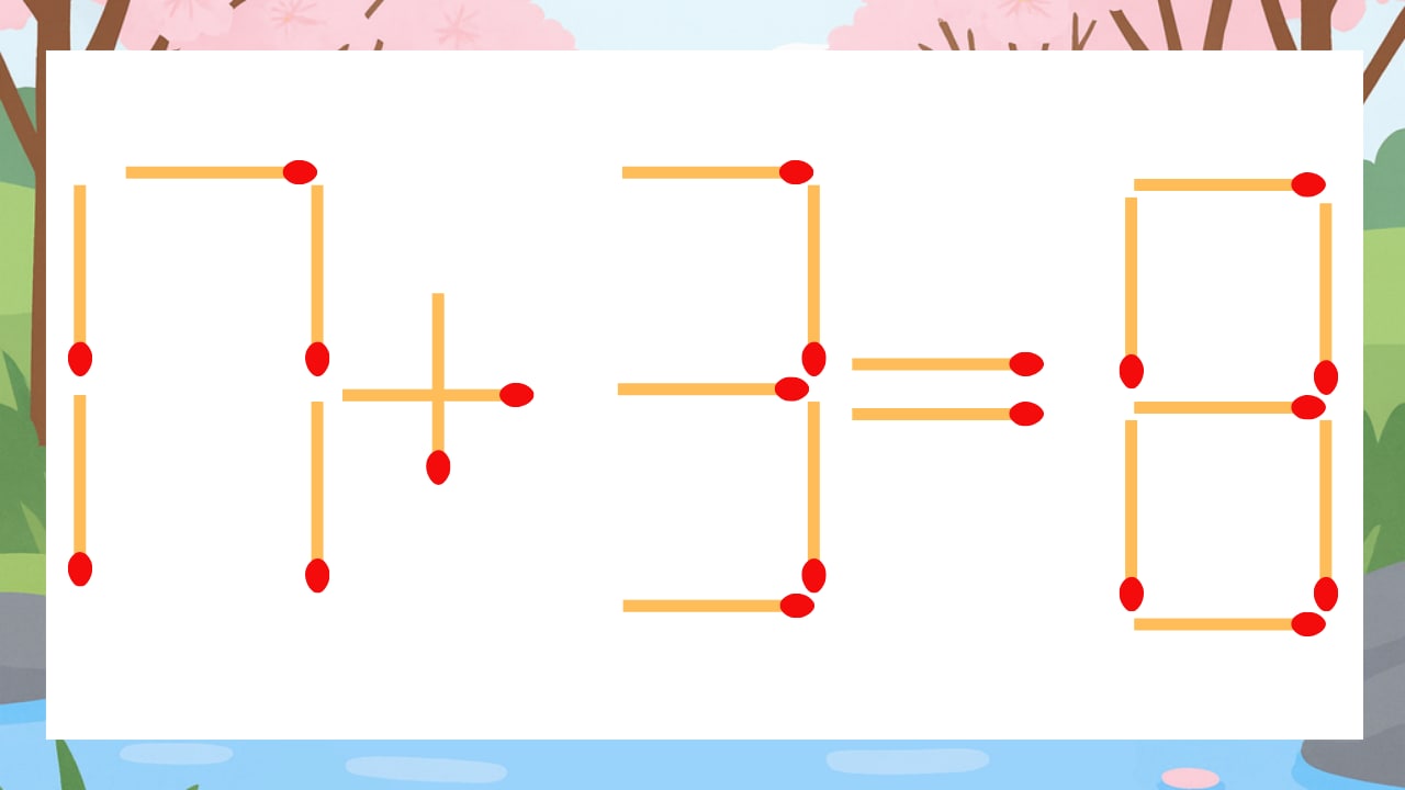 【マッチ棒クイズ】1本だけ動かして正しい式に:17+3=8?の画像