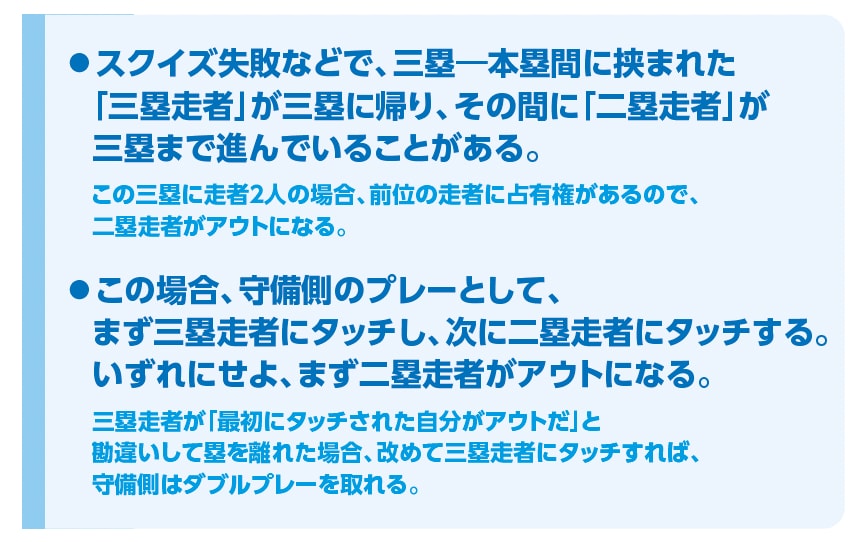 一つの塁に走者2人2『少年野球　デキる選手はやっている「打つ・走る・投げる・守る」』