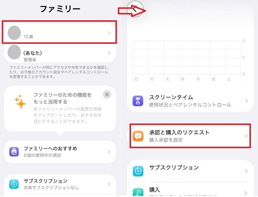アプリ購入時の「承認リクエスト」設定