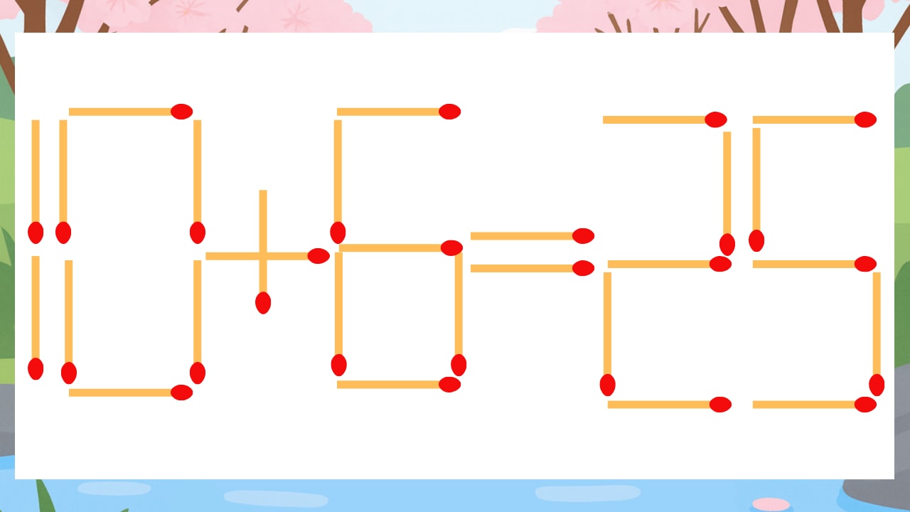 【マッチ棒クイズ】1本だけ動かして正しい式に：10+6=25？の画像