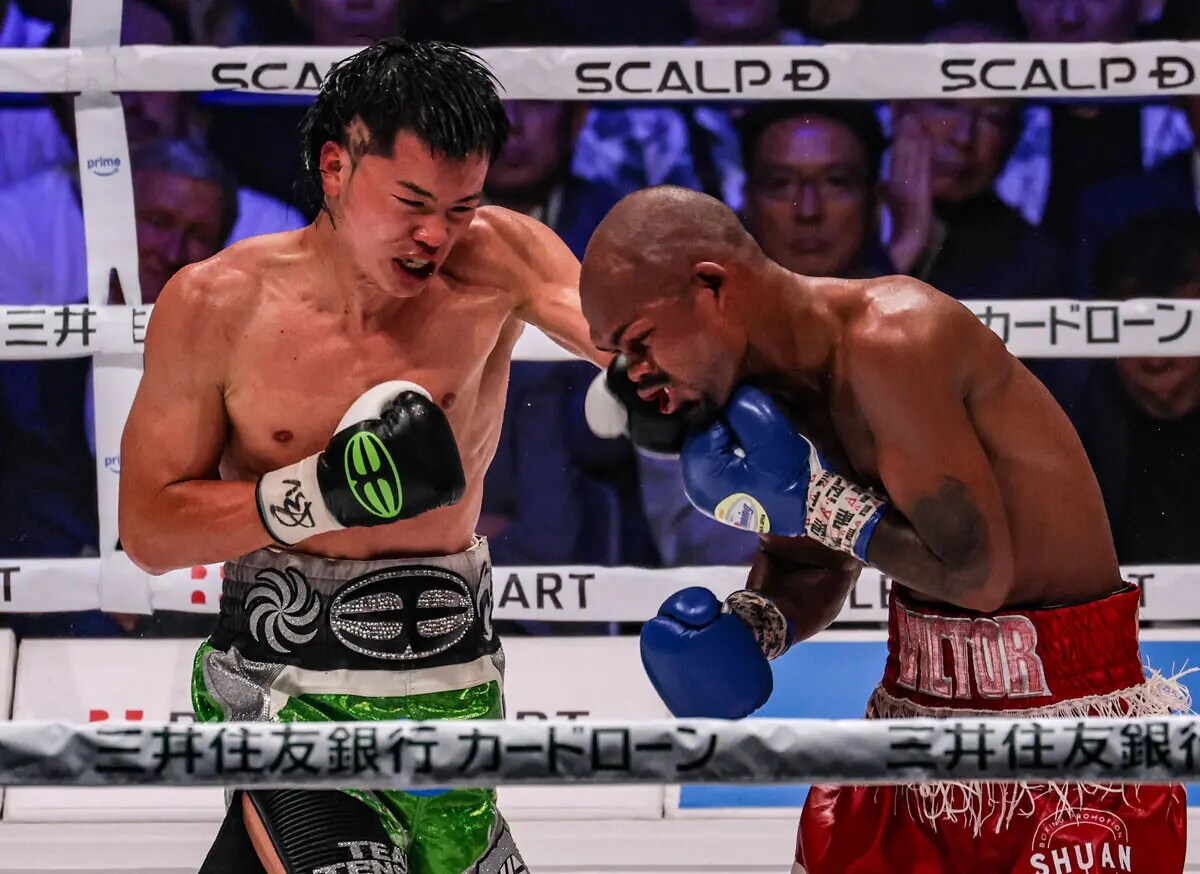 変幻自在に立ち回りクリーンヒットの難しい対戦相手、ビクトル・サンティリャンにも果敢に攻めていく那須川天心