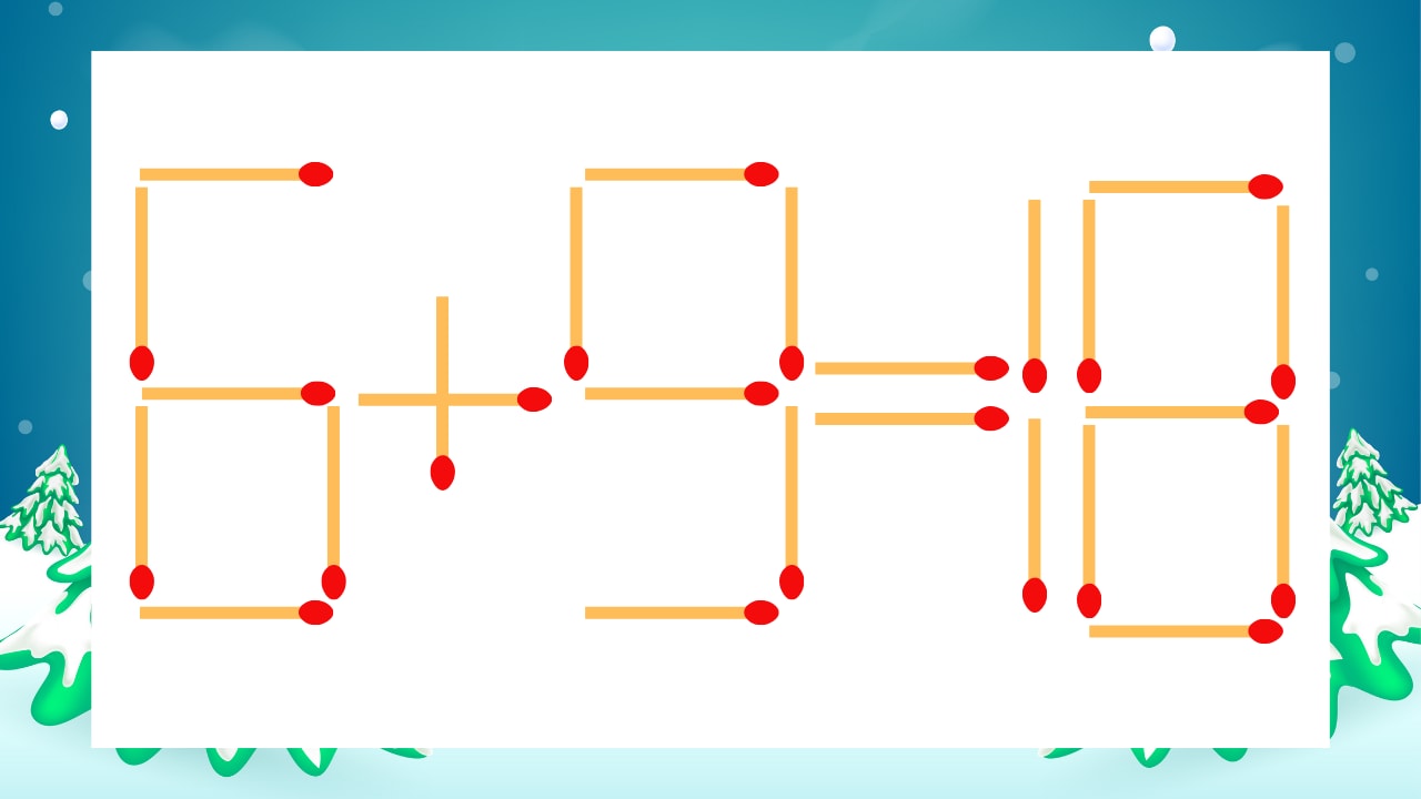 【マッチ棒クイズ】1本だけ動かして正しい式に：6+9=18？