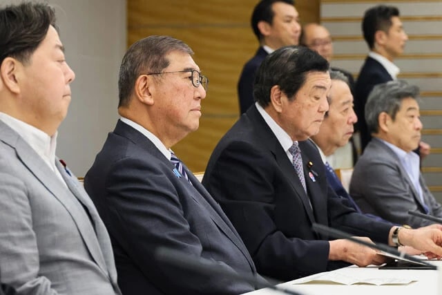 官房長官という立場もあり、石破おろしには関与してこなかった林芳正氏（左端）。混迷極まる総裁選で漁夫の利となるか？