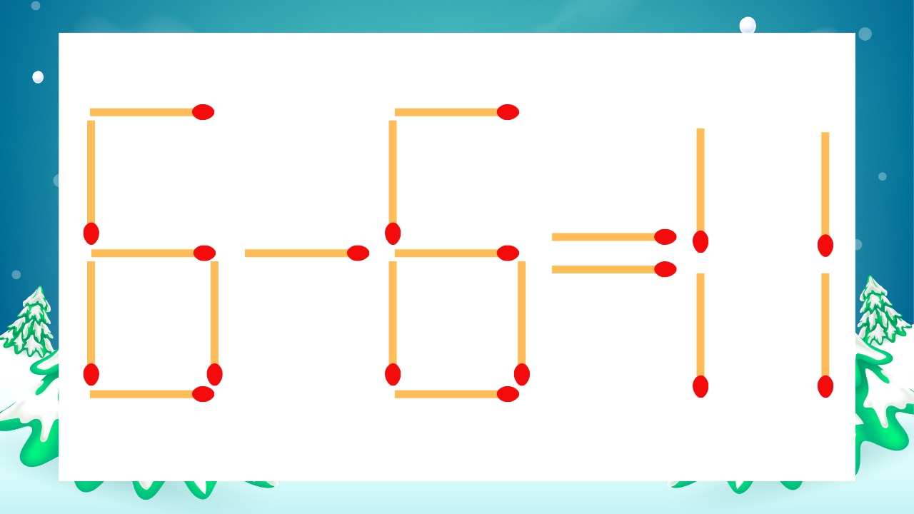 【マッチ棒クイズ】1本だけ動かして正しい式に：6-6=11？の画像