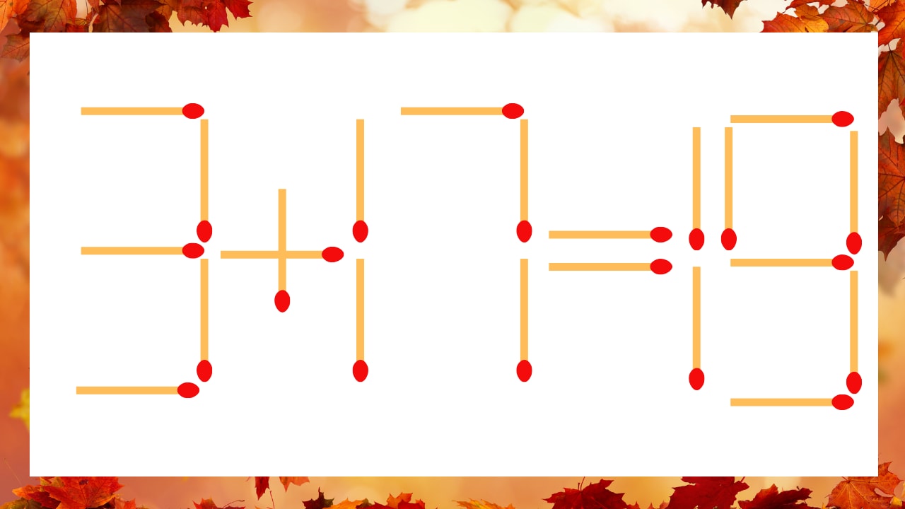 【マッチ棒クイズ】1本だけ動かして正しい式に:3+17=19?の問題画像