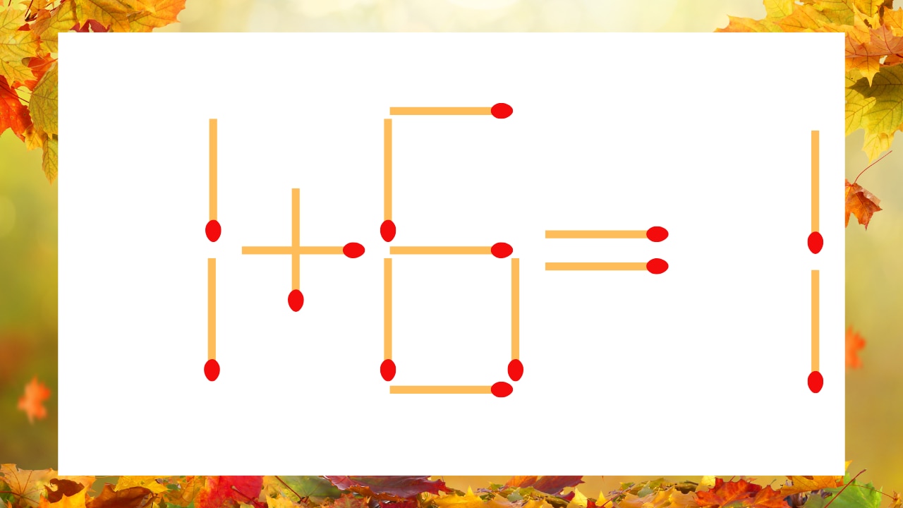 【マッチ棒クイズ】1本だけ動かして正しい式に:1+6=1?の画像