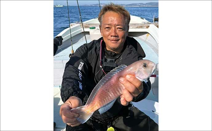 和歌山沖のアマダイ釣りで45cm超え登場！　浅場攻略で良型続出