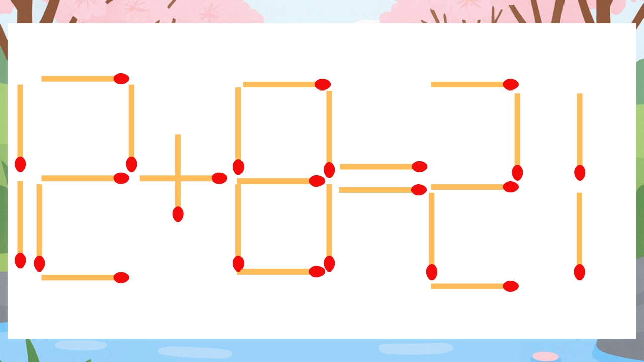 【マッチ棒クイズ】1本だけ動かして正しい式に:12+8=21?の画像