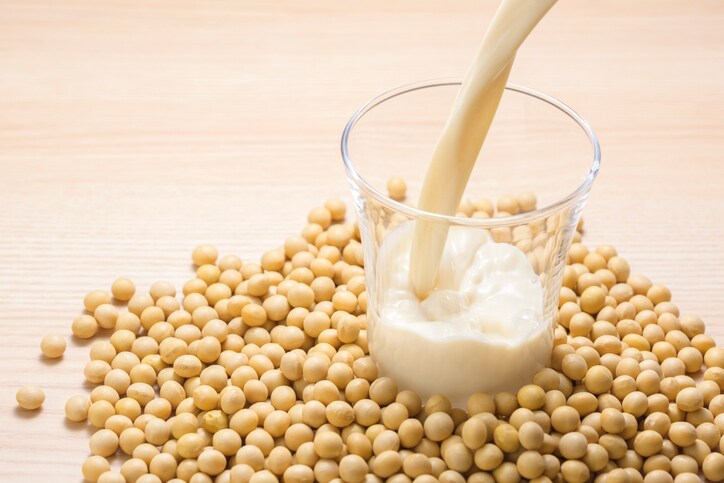 Soymilk is a plant-based drink produced by soybeans