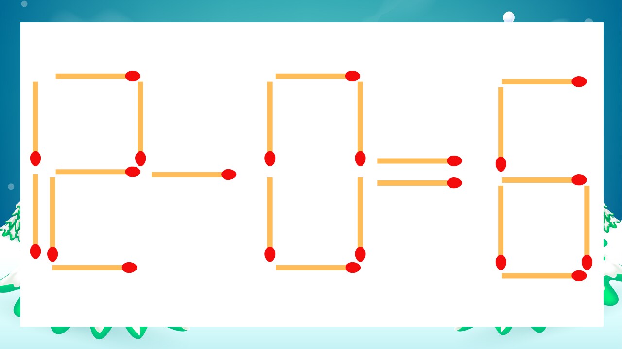 【マッチ棒クイズ】1本だけ動かして正しい式に：12-0=6？の画像