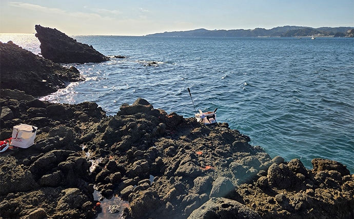 「第9回TFT関東・東レ懇親磯釣り大会IN下田」に参戦　強風に苦戦も37.5cmメジナを釣り上げる