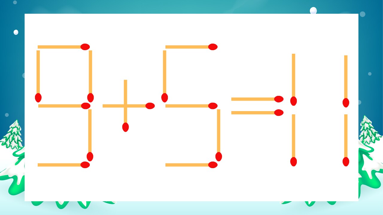 【マッチ棒クイズ】1本だけ動かして正しい式に：9+5=11？