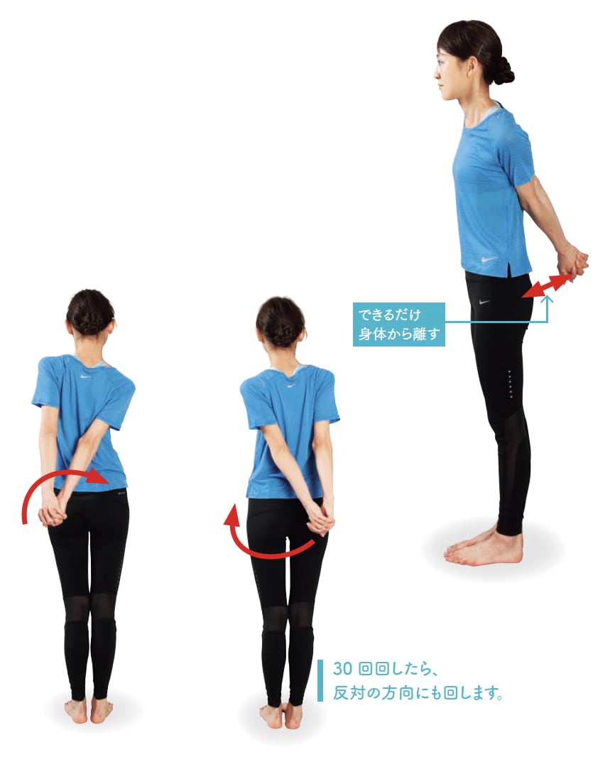 指組み肩まわし ストレッチ体操のやり方 手順2【背骨コンディショニング】