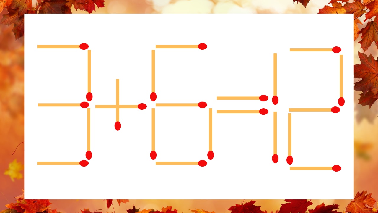 【マッチ棒クイズ】1本だけ動かして正しい式に：3＋6＝12？の画像