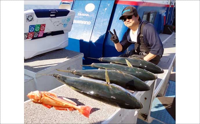 無風ベタナギのオフショアジギングでワラサ浮上【愛知・師崎沖】鳥山を追って2匹手中