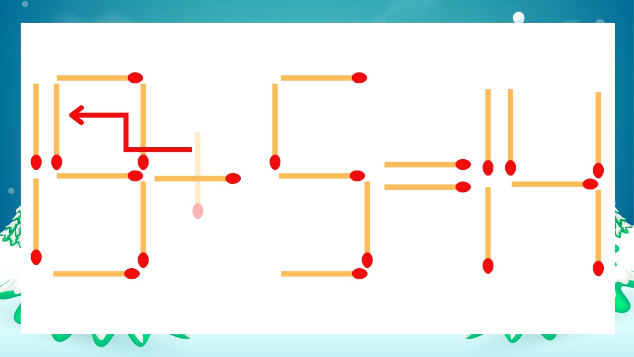 【マッチ棒クイズ】1本だけ動かして正しい式に：13+5=14？の正解画像