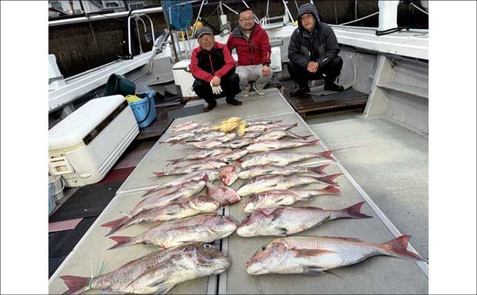 「船中50尾超えの大漁釣果も！」タイラバで良型マダイが続々【沖釣り最新情報・福岡】