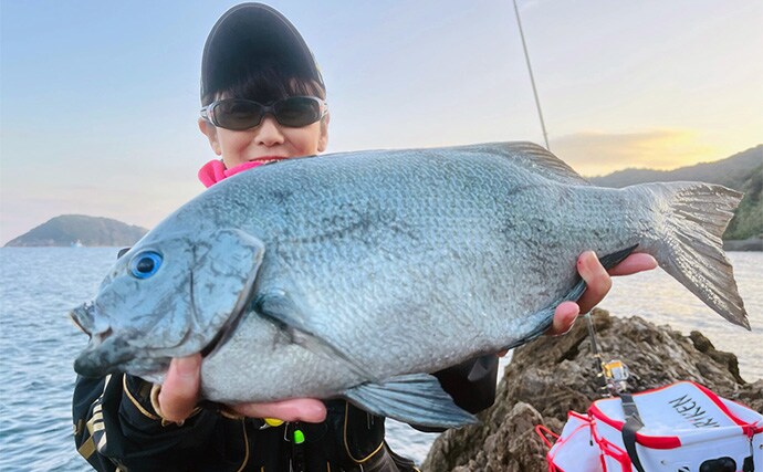 磯フカセ釣りで48cmクロ（メジナ）が浮上！【大分】好ゲストにシマアジも登場