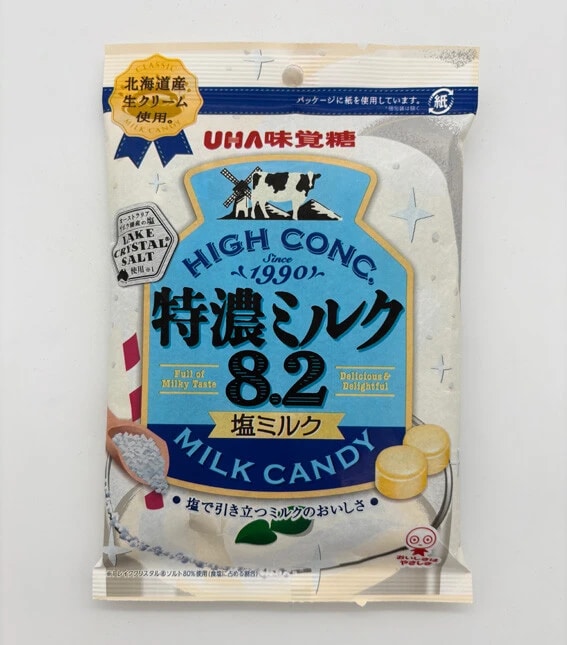 特濃ミルク8.2塩ミルク［UHA味覚糖］　【内容量】75g　【価格】248円　【食塩相当量】0.1g（1粒当たり）