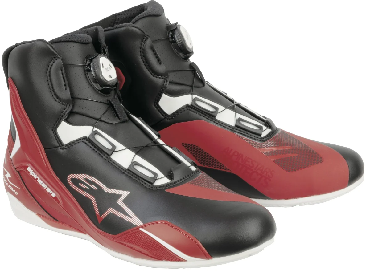 「alpinestars × ROUGH&ROAD FASTER-4 BOAシューズ Asia」：BLACK/RED