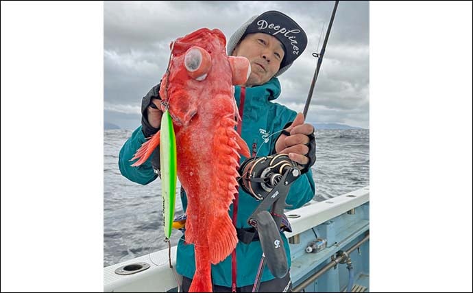 深海600mのディープジギングでアコウダイ手中【静岡・新島沖】本命アブラボウズは目前で痛恨バラシ