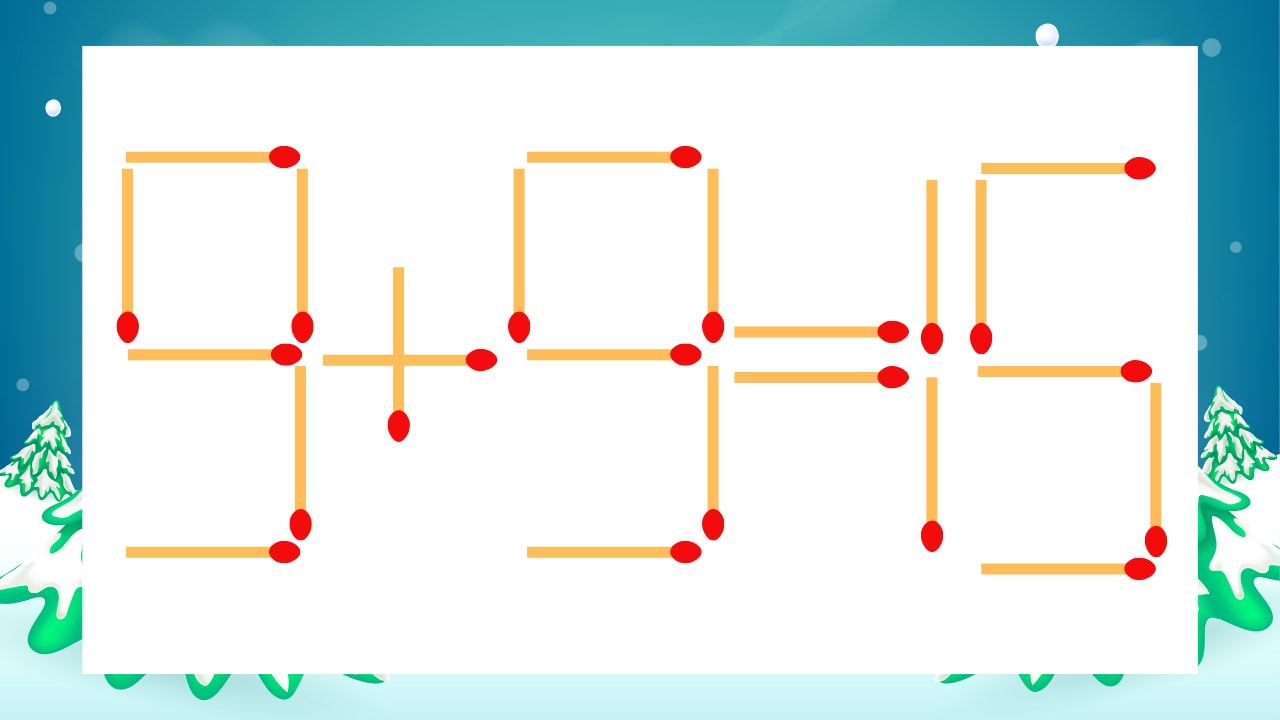 【マッチ棒クイズ】1本だけ動かして正しい式に：9+9=15？の画像