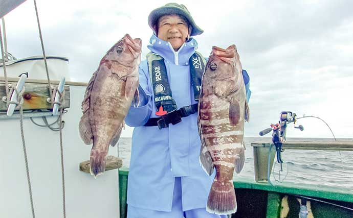 「4kg級も浮上！」外房大原沖の泳がせ釣りで2kg級主体にマハタ全員安打【千葉】