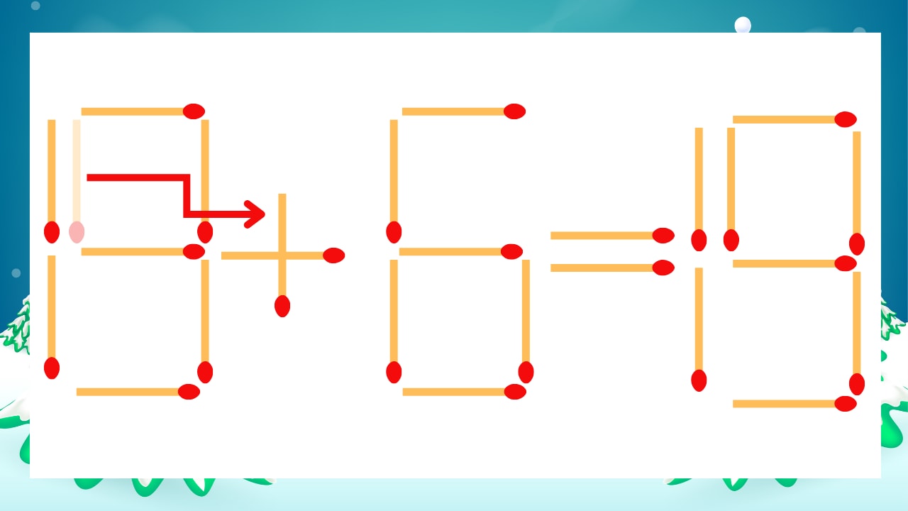 【マッチ棒クイズ】1本だけ動かして正しい式に：19-6=19？の正解画像
