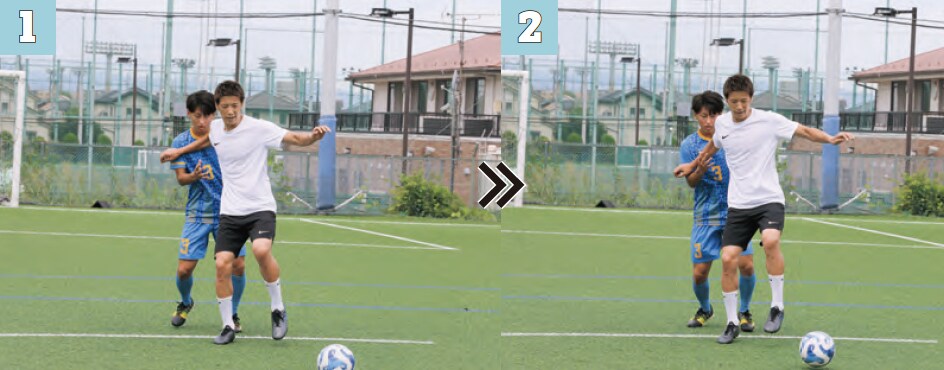 アウトサイドターン『サッカー 局面を打開する デキる選手の動き方』
