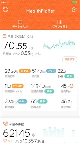 タニタの無料健康管理アプリ　ヘルスプラネット