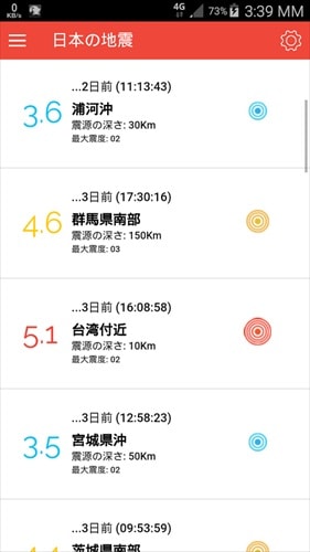 日本の地震