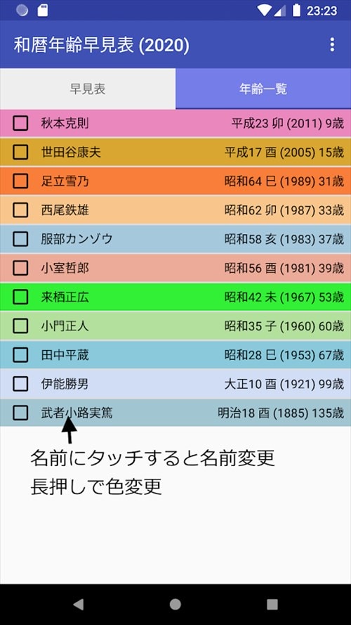 和暦年齢早見表